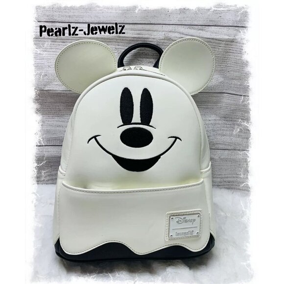 Loungefly Disney Mickey Mouse Ghost Glow in the Dark  Halloween Mini Backpack - Picture 1 of 6
